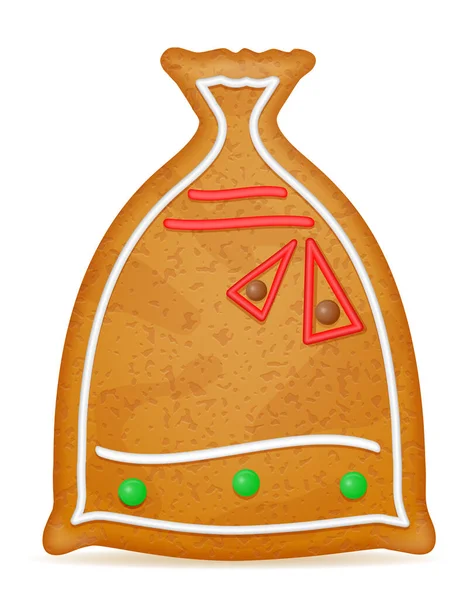 Karácsony Mézeskalács Cookie Újévi Ünnep Ünneplés Vektor Illusztráció Elszigetelt Fehér — Stock Vector
