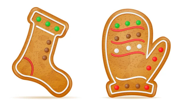 Weihnachten Lebkuchen Plätzchen Für Neujahr Feiertagsfeier Vektor Illustration Isoliert Auf — Stockvektor