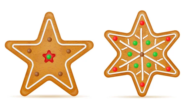 Weihnachten Lebkuchen Plätzchen Für Neujahr Feiertagsfeier Vektor Illustration Isoliert Auf — Stockvektor