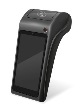 Beyaz arkaplanda izole edilmiş ürün ve servis vektör illüstrasyonu için ulaşılamaz ödeme terminali