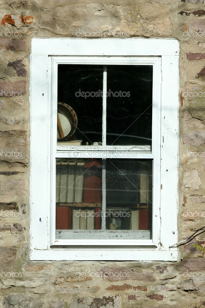 Old window with books