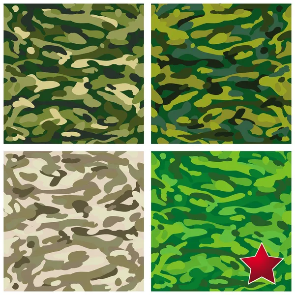 Patrones conjunto de camuflaje militar — Vector de stock