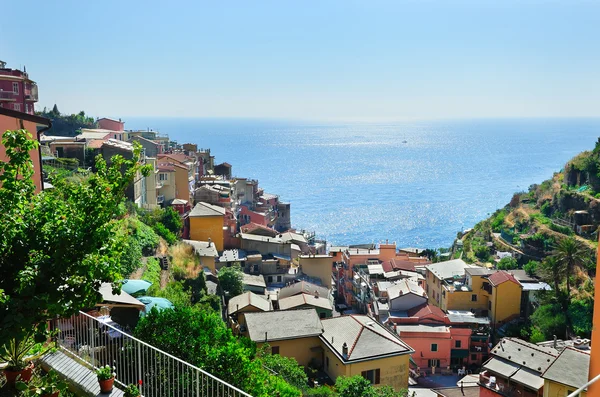 在炎热的夏天一天 manarola 村 — 图库照片