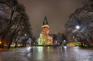 Noel ağacı ve katedral Turku