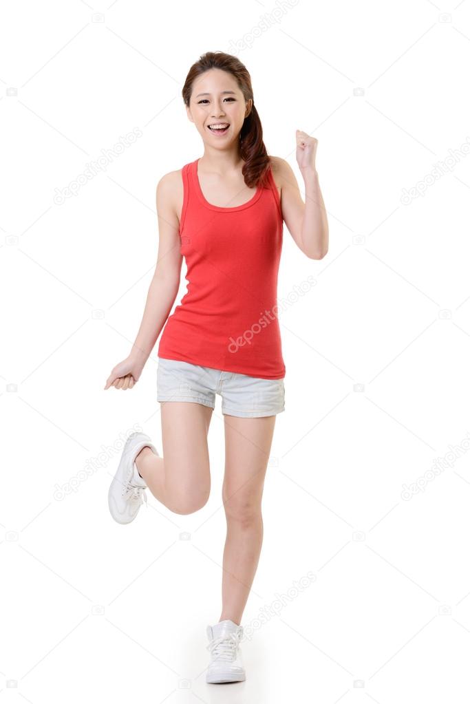 Cheerful Asian sport girl