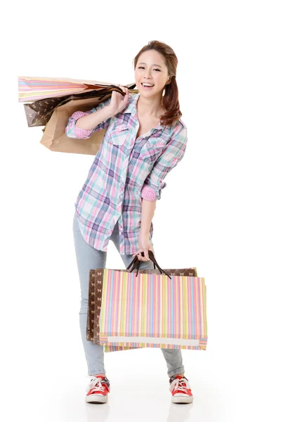 Felice donna dello shopping — Foto Stock