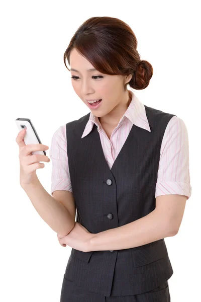 Looking message on mobile phone — Stock Photo, Image
