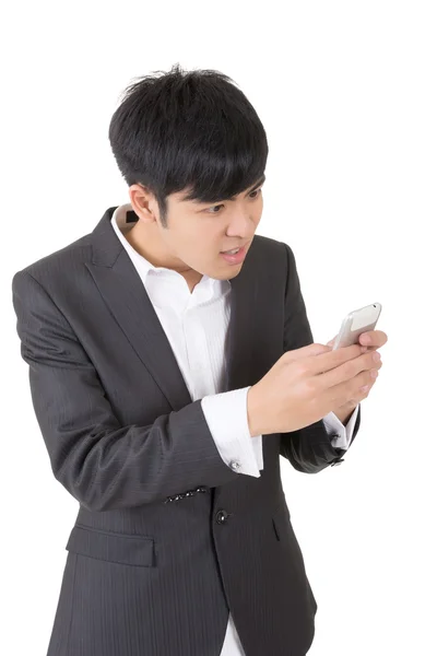 Surprised businessman use cellphone — Stock Photo, Image