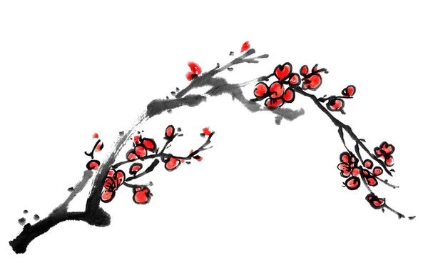 Kínai festészet, plum blossom — Stock Fotó