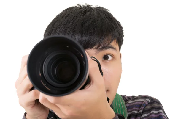 Jonge amateur fotograaf — Stockfoto