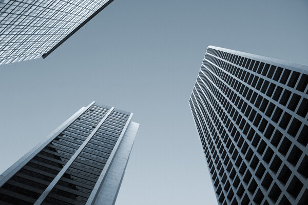 Skyline of office buildings in Hong Kong, Asia.