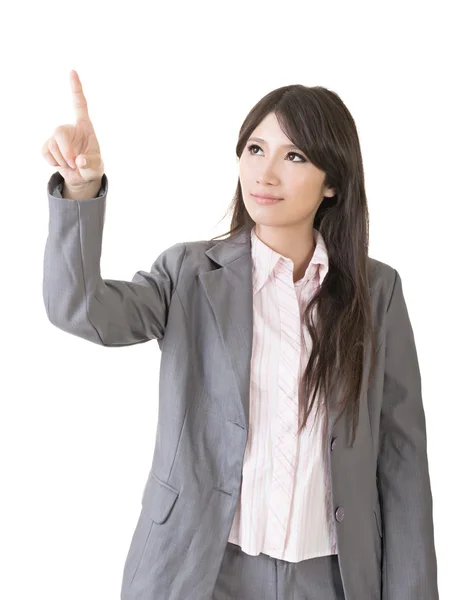 Portrait d'une jeune femme asiatique pointant et sélectionnant — Photo