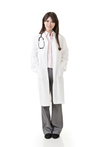 Young doctor asian woman smiling with stethoscope — Stock Photo, Image