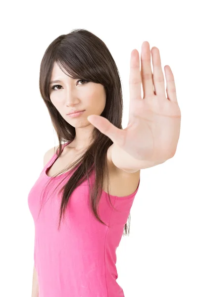 Retrato de una linda joven hembra haciendo un gesto de stop —  Fotos de Stock