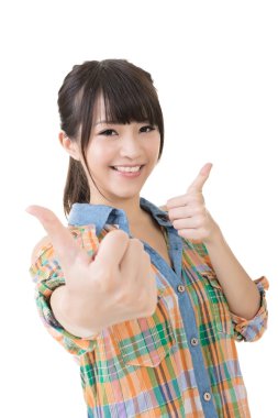 Asyalı genç kadın Yaşasın.