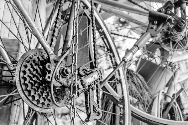 Close-up van onderdeel van oude fiets — Stockfoto