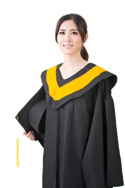 Unga asiatiska examen kvinna i mantel — Stockfoto
