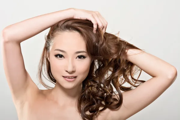 Asiático beleza rosto e cabelo — Fotografia de Stock