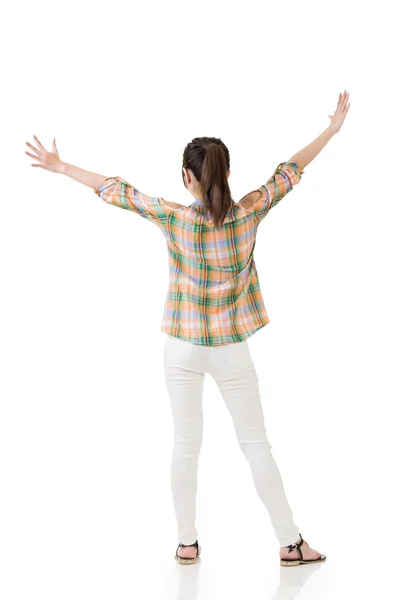 Asian woman stretch arms and feel free — Stock Photo, Image