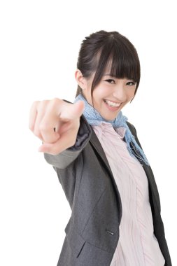 Asya iş kadını kameraya dikkat çekti.