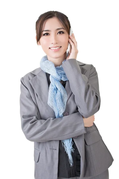 Smiling business woman talk on phone — Stock Photo, Image