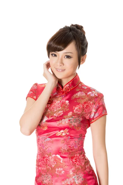 Chinese woman dress traditional cheongsam — Stock Photo, Image