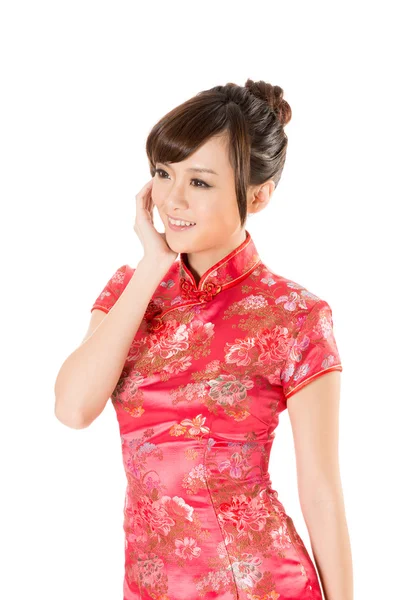 Donna cinese vestito tradizionale cheongsam — Foto Stock