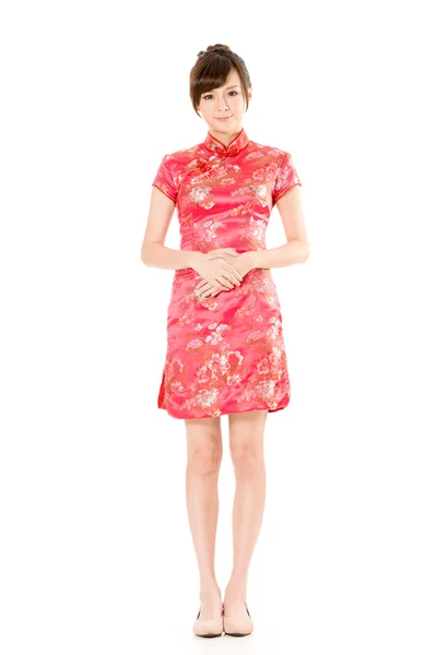 Chinês mulher vestido tradicional cheongsam — Fotografia de Stock