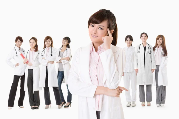 Asian doctor woman thinking — Stock Photo, Image