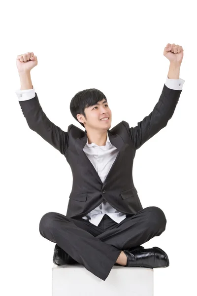 Asian business man feel free or exciting — Stock Photo, Image