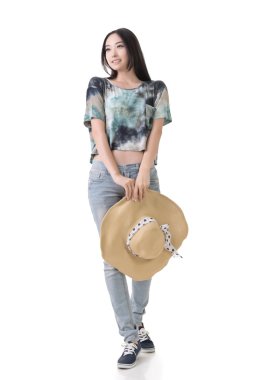 şapka ile Asya Güzeli