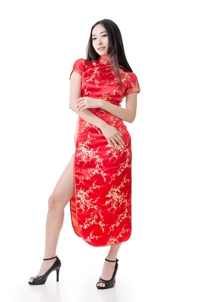 Chinese woman dress traditional cheongsam — Stock Photo, Image