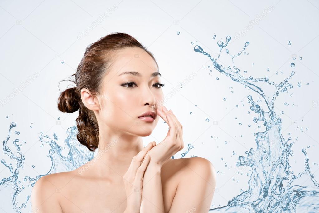 Asian beauty with water