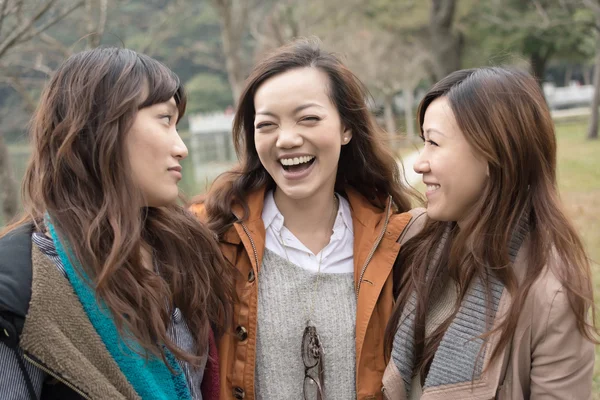 Gelukkig lachend Aziatische vrouwen in het park — Stockfoto