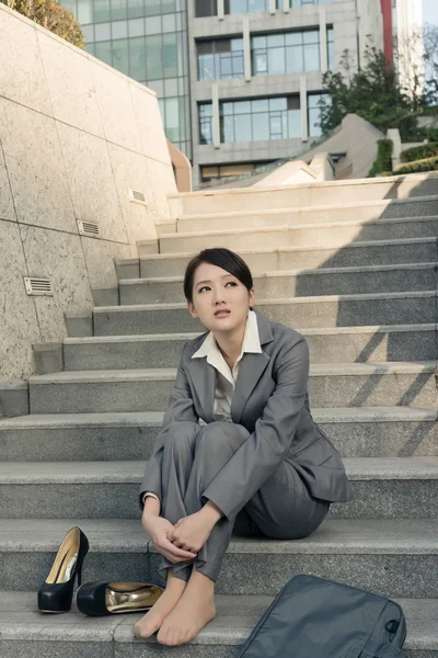 Sad business woman feel helpless — Stock Photo, Image