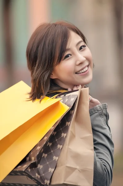 Feliz sorrindo Compras Mulher — Fotografia de Stock