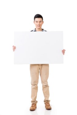 Asyalı adam bir Pano holding