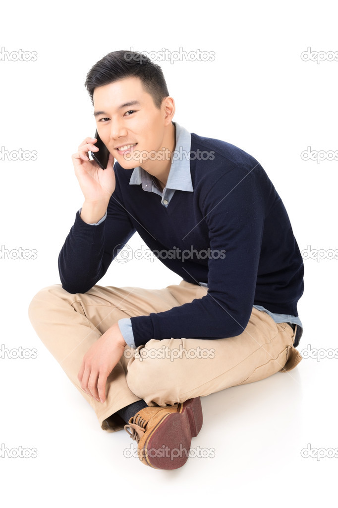 man of Asian take a call