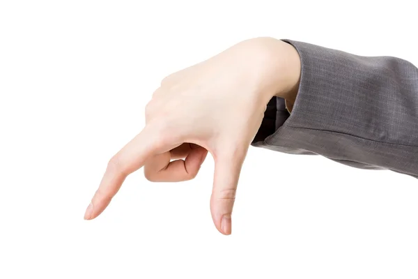 Mano de mujer de negocios usando el dedo para seleccionar o tomar — Foto de Stock