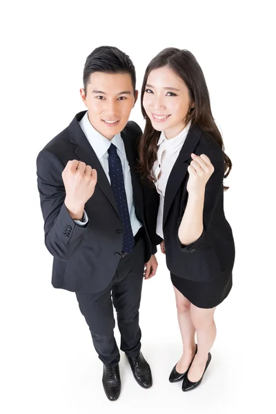 Glada business man och kvinna — Stockfoto