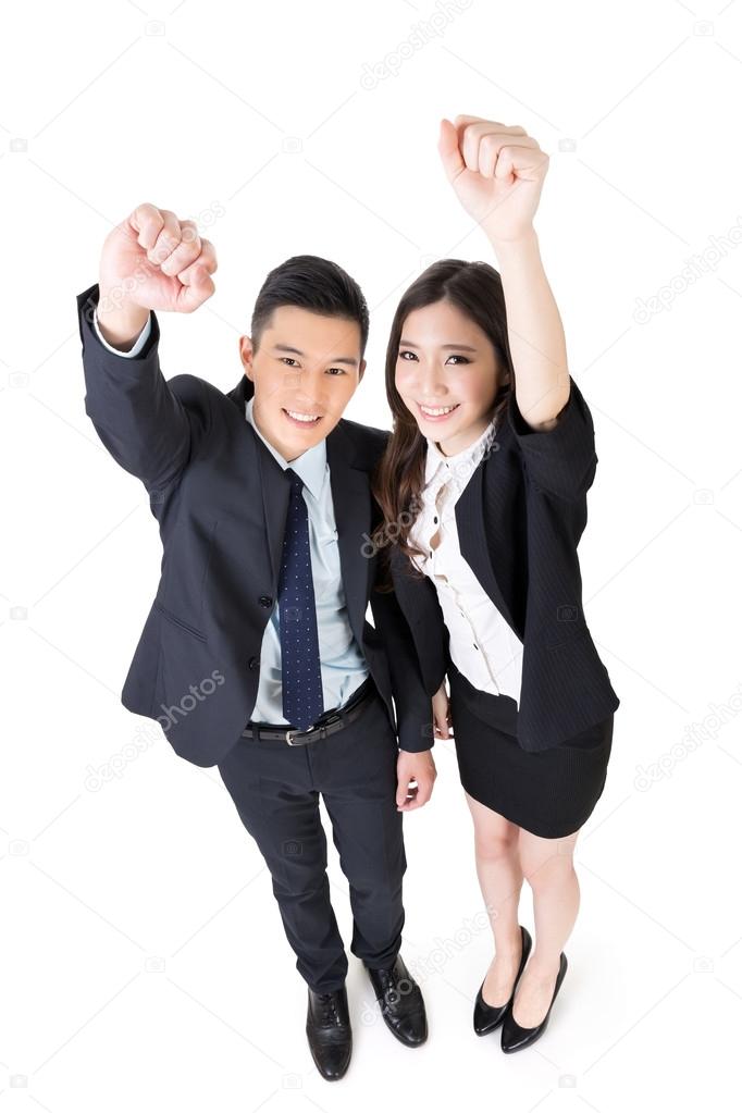 Cheerful business man and woman