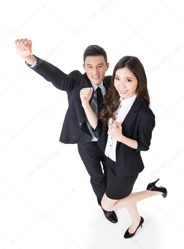 Cheerful business man and woman