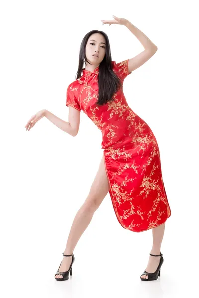 Sexy Chinese woman dress traditional cheongsam — Stock Photo, Image