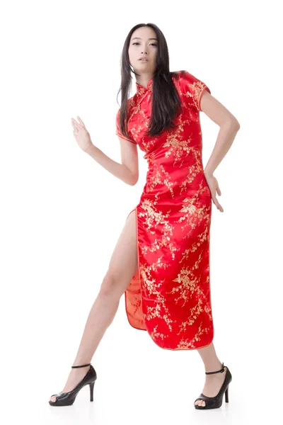 Sexy Chinese woman dress traditional cheongsam — Stock Photo, Image