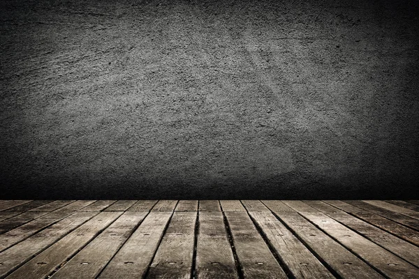 Grunge duvar ile ahşap zemin — Stok fotoğraf