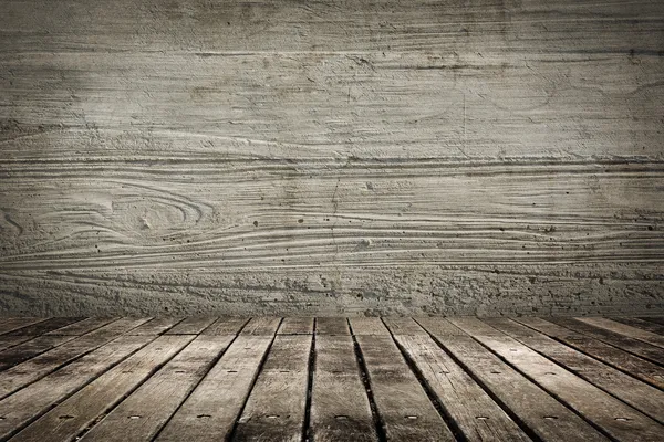 グランジの壁と木製の地面 — ストック写真