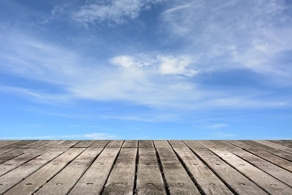 Wooden ground with sky — Stock Photo, Image