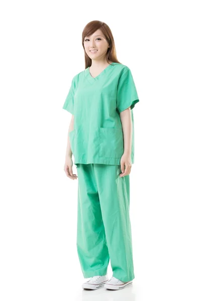 Asian doctor woman wear a isolation gown or operation gown — Stock Photo, Image