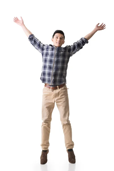 Asian young man jumping — Stock Photo, Image