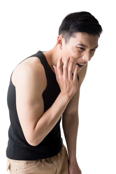 Jovem homem asiático com dor de dente — Fotografia de Stock